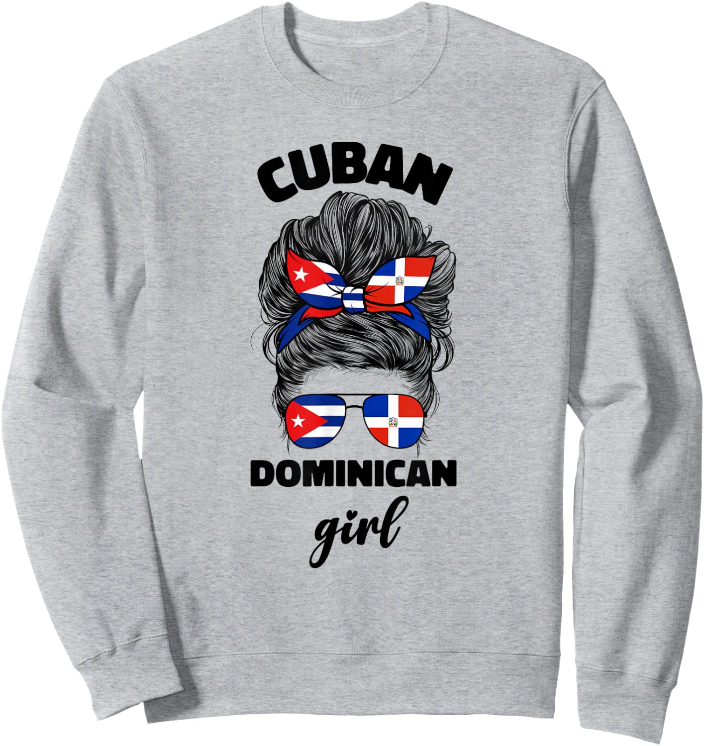 Half Dominican Republic And Cuban Cuba Flag Girl Women Mix Sweatshirt - Sweatshirt | Ash