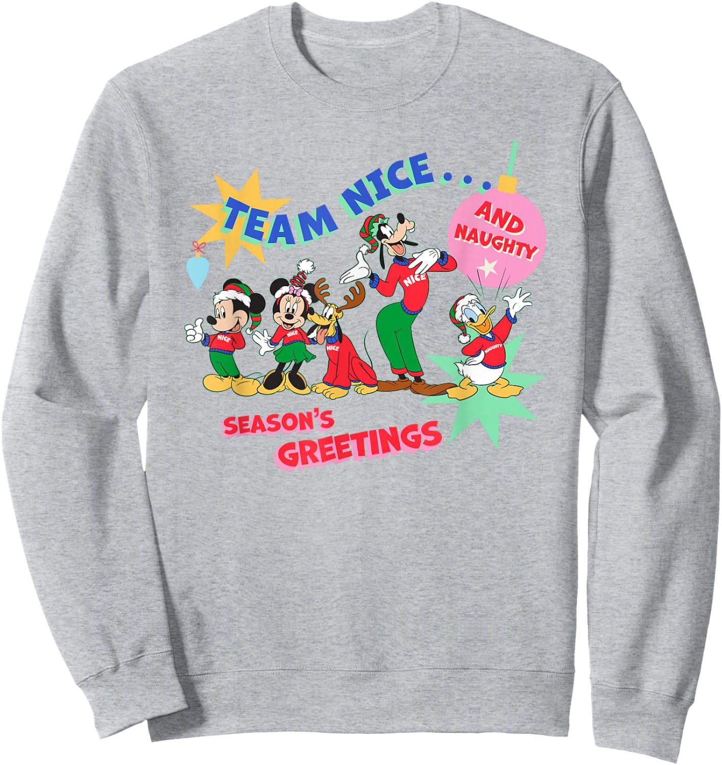 Disney Mickey & Pals Christmas Holiday Team Nice…and Naughty Sweatshirt - Sweatshirt | Ash