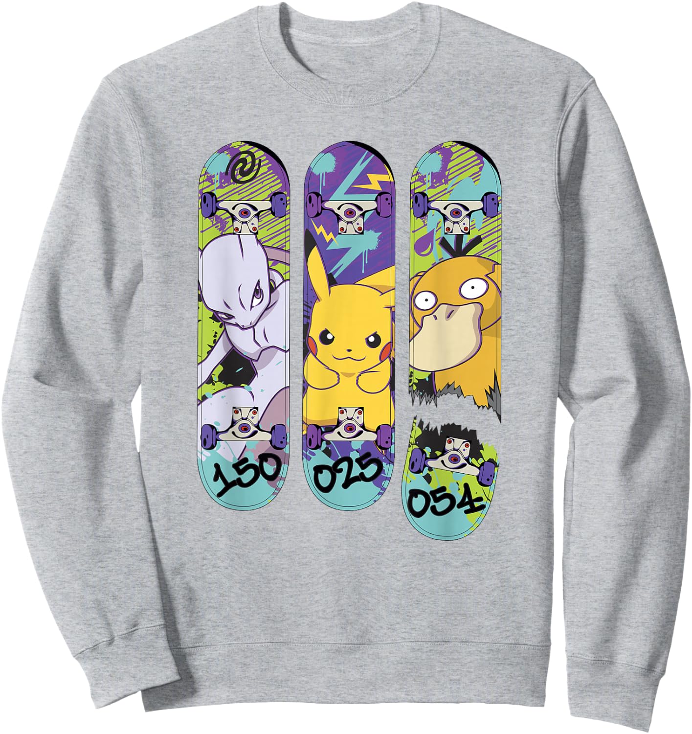 Pokémon Mewtwo Pikachu Psyduck Generation 1 Skateboards Sweatshirt - Sweatshirt | Ash