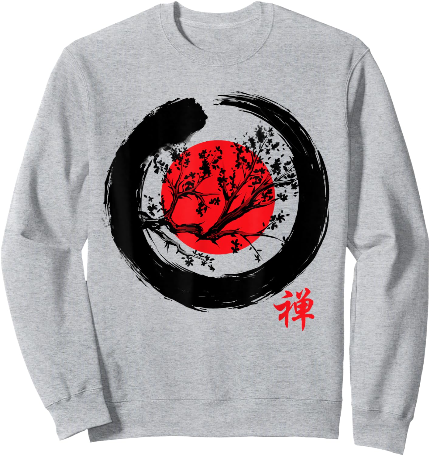 Japanese Calligraphy - Zen Buddhist Enso Circle Meditation Sweatshirt - Sweatshirt | Ash