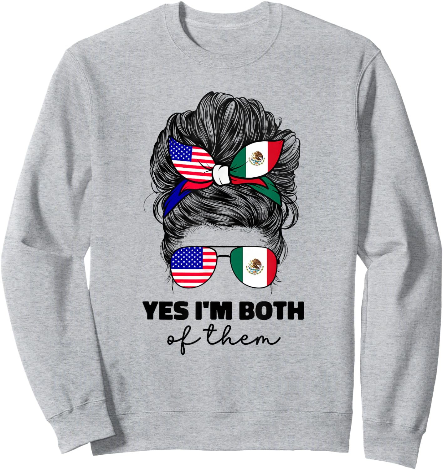 Half Mexican and American Mexico America USA Flag Girl Women Sweatshirt - Sweatshirt | Ash