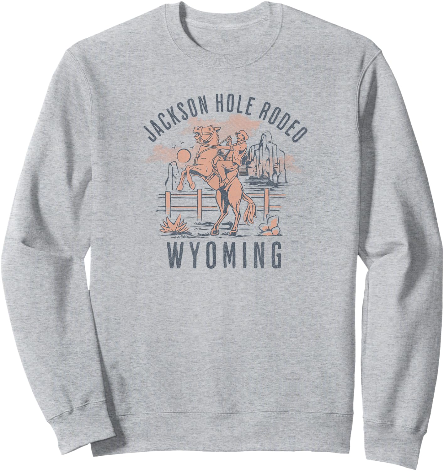 Jackson Hole Wyoming Rodeo Cowboy and Horse Sweatshirt - Sweatshirt | Ash