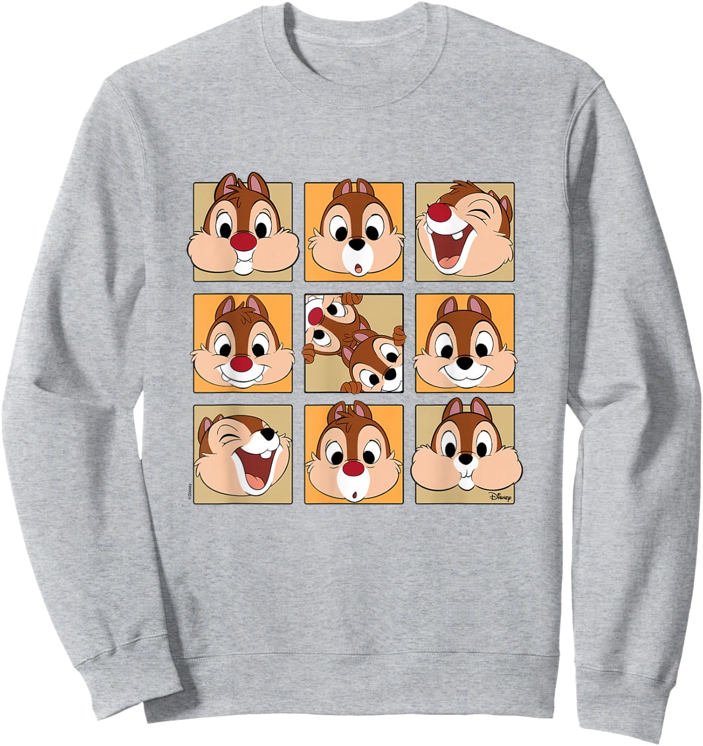 Chip 'N Dale Rescue Rangers - Chip & Dale Face Grid Sweatshirt - Sweatshirt | Ash