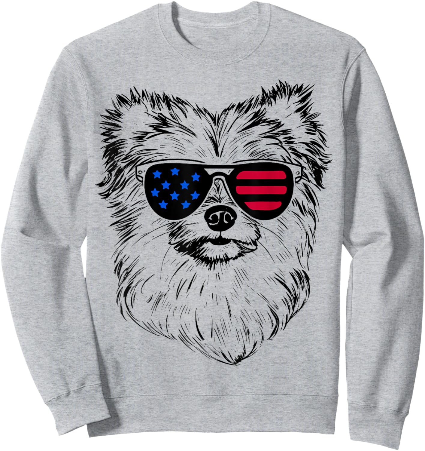 Aussiepom Dog 4th July America USA Flag Men Women Kids Sweatshirt - Sweatshirt | Ash