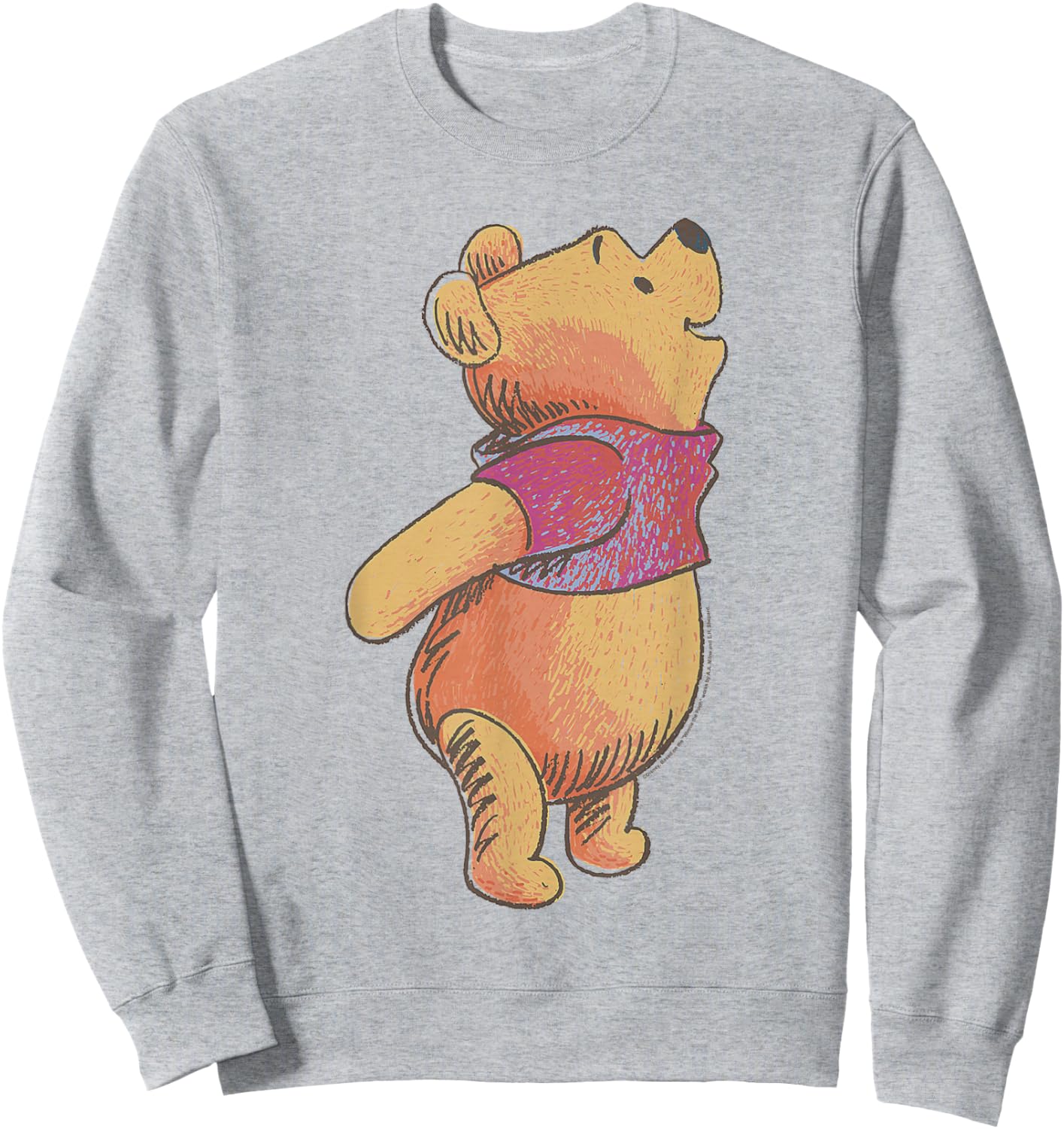 Disney Winnie The Pooh Looking Upwards With Joy Portrait Sweatshirt - Sweatshirt | Ash