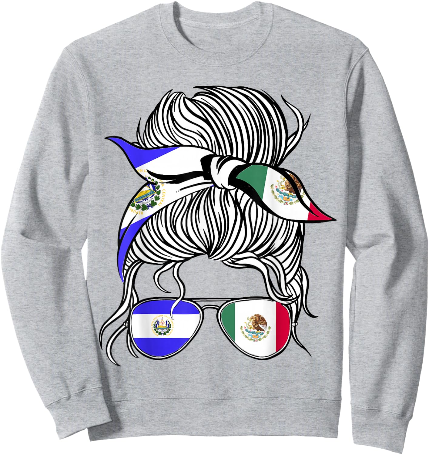 El Salvador Flag Mexico Grown Women Girl Country Sweatshirt - Sweatshirt | Ash