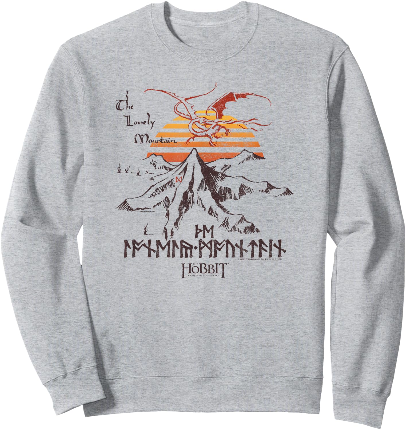 The Hobbit The Lonely Mountain Dragon Sunset Sweatshirt - Sweatshirt | Ash