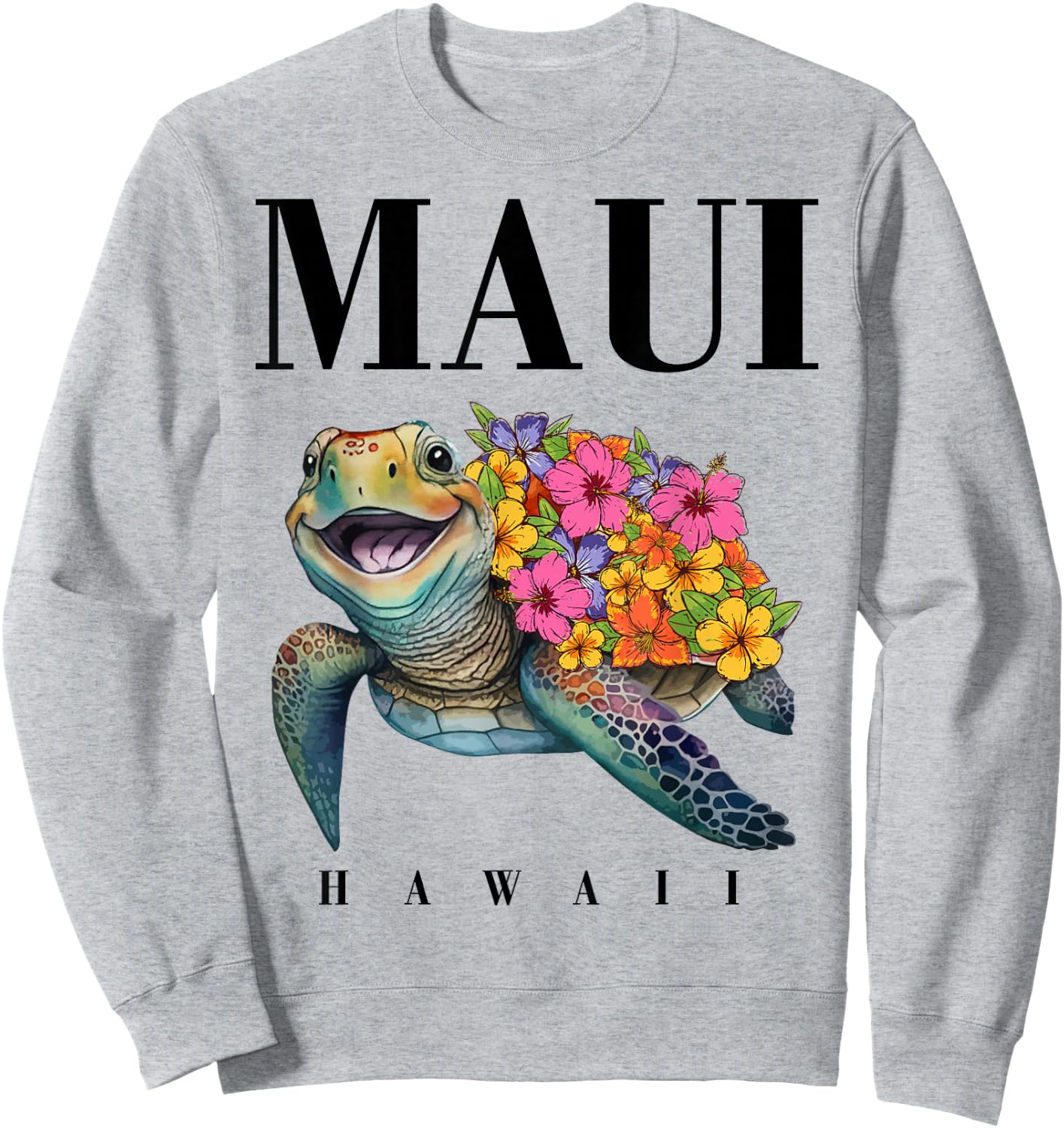 Maui Hawaii T Shirt Girl Women Kids Sea Turtle Hawaiian Sweatshirt - Sweatshirt | Ash