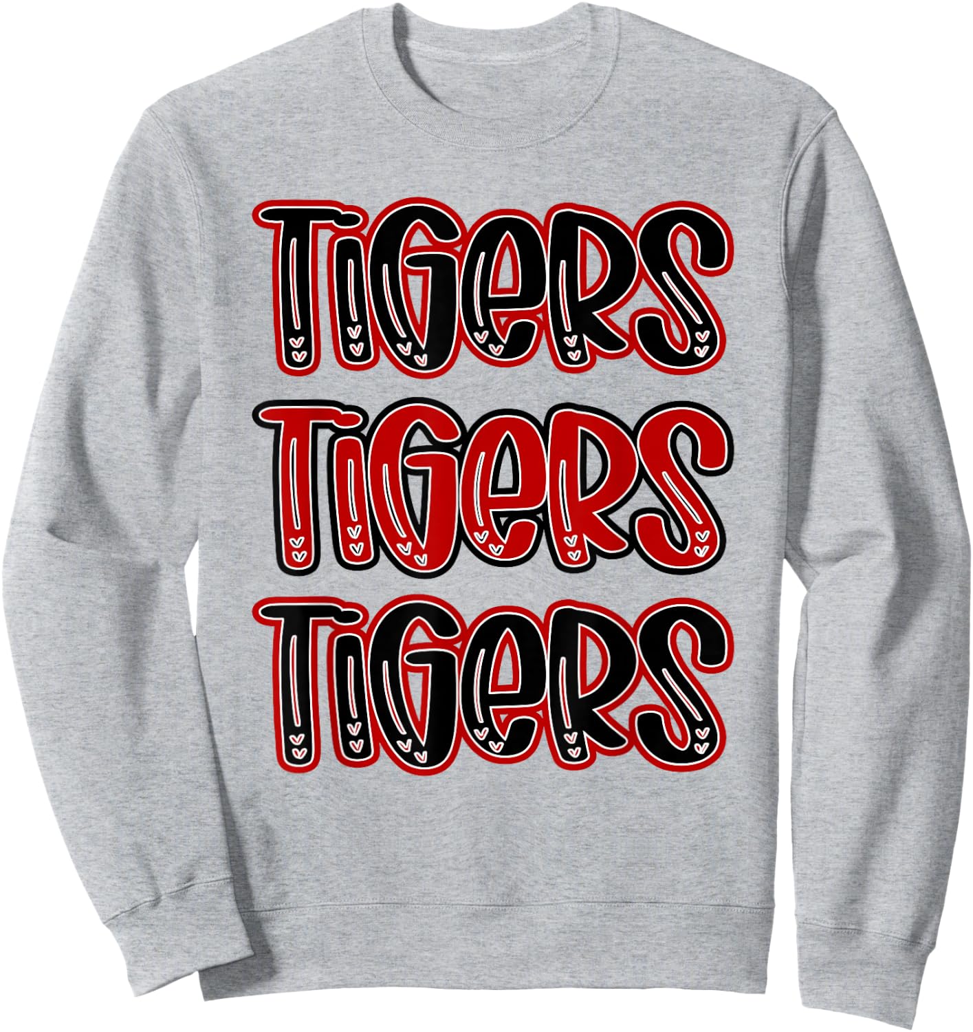 Tigers Repeating School Spirit Red Black Sweatshirt - Sweatshirt | Ash