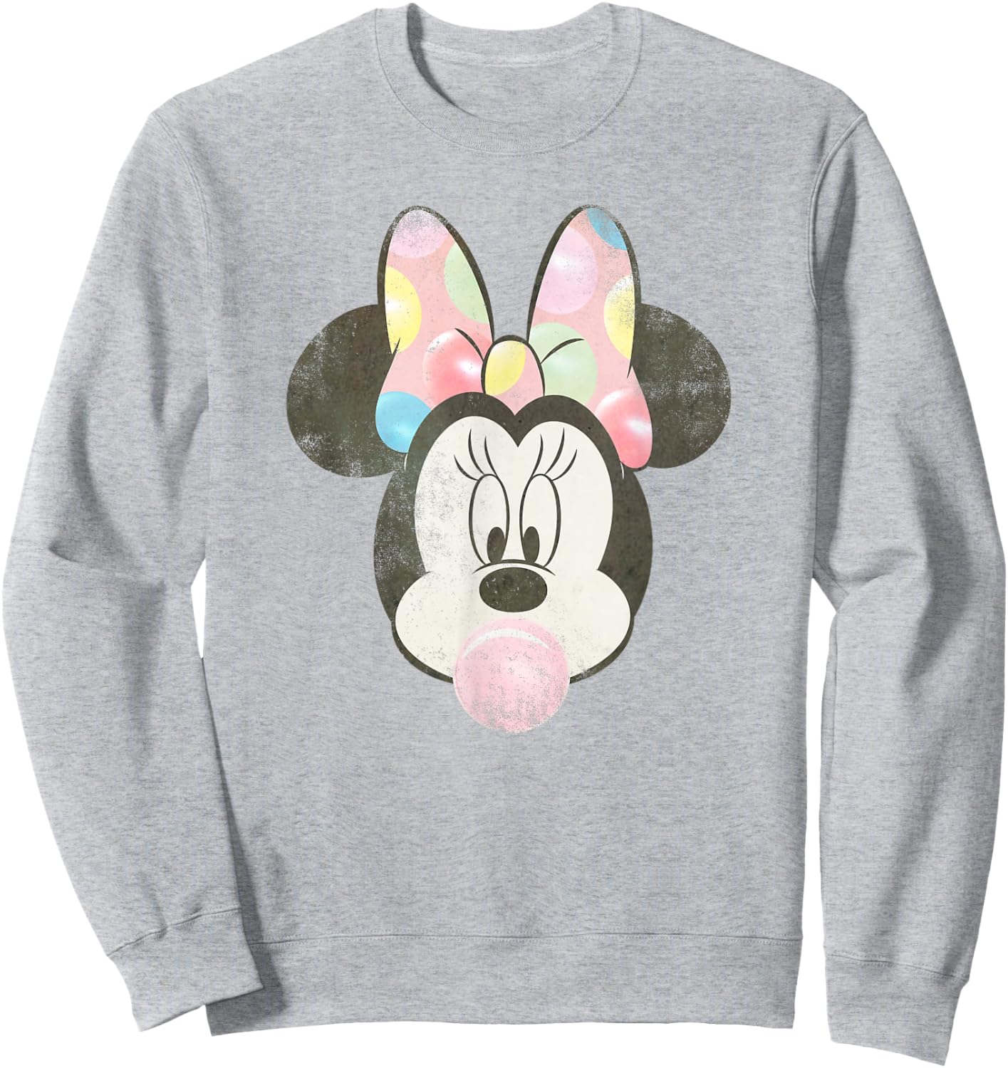 Disney Minnie Mouse Retro Bubblegum Big Face Portrait Sweatshirt - Sweatshirt | Ash
