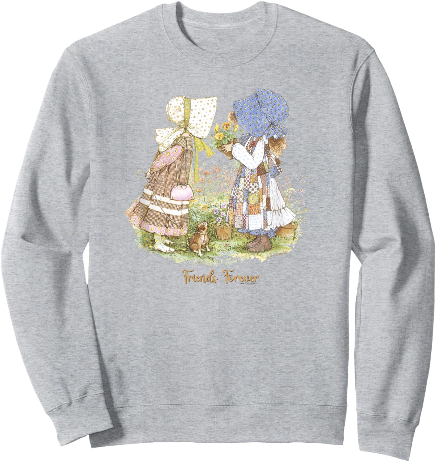 Holly Hobbie Friends Forever Cute Floral Portrait Sweatshirt - Sweatshirt | Ash