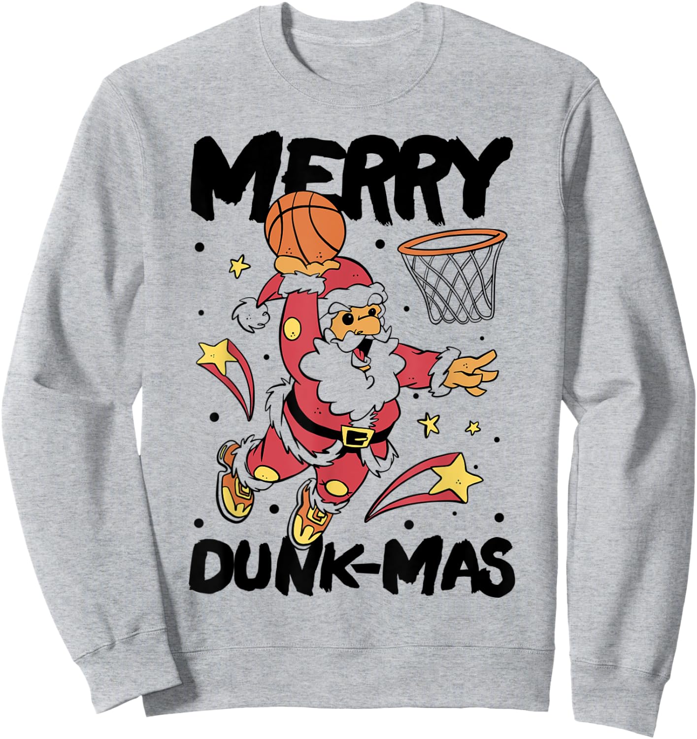 Merry Dunk-mas Sports Player Santa Christmas Basketball Sweatshirt - Sweatshirt | Ash