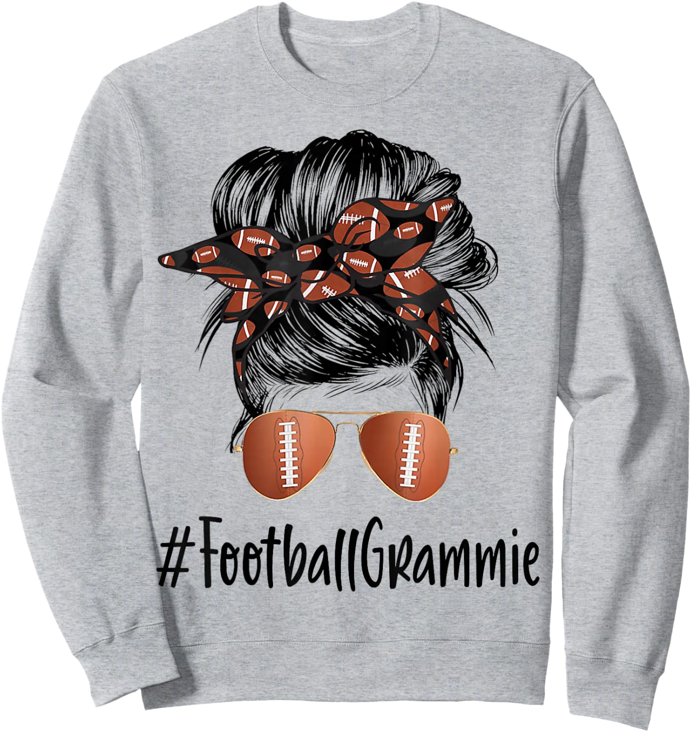 Football Grammie Life Messy Bun Football Player Mother's Day Sweatshirt - Sweatshirt | Ash