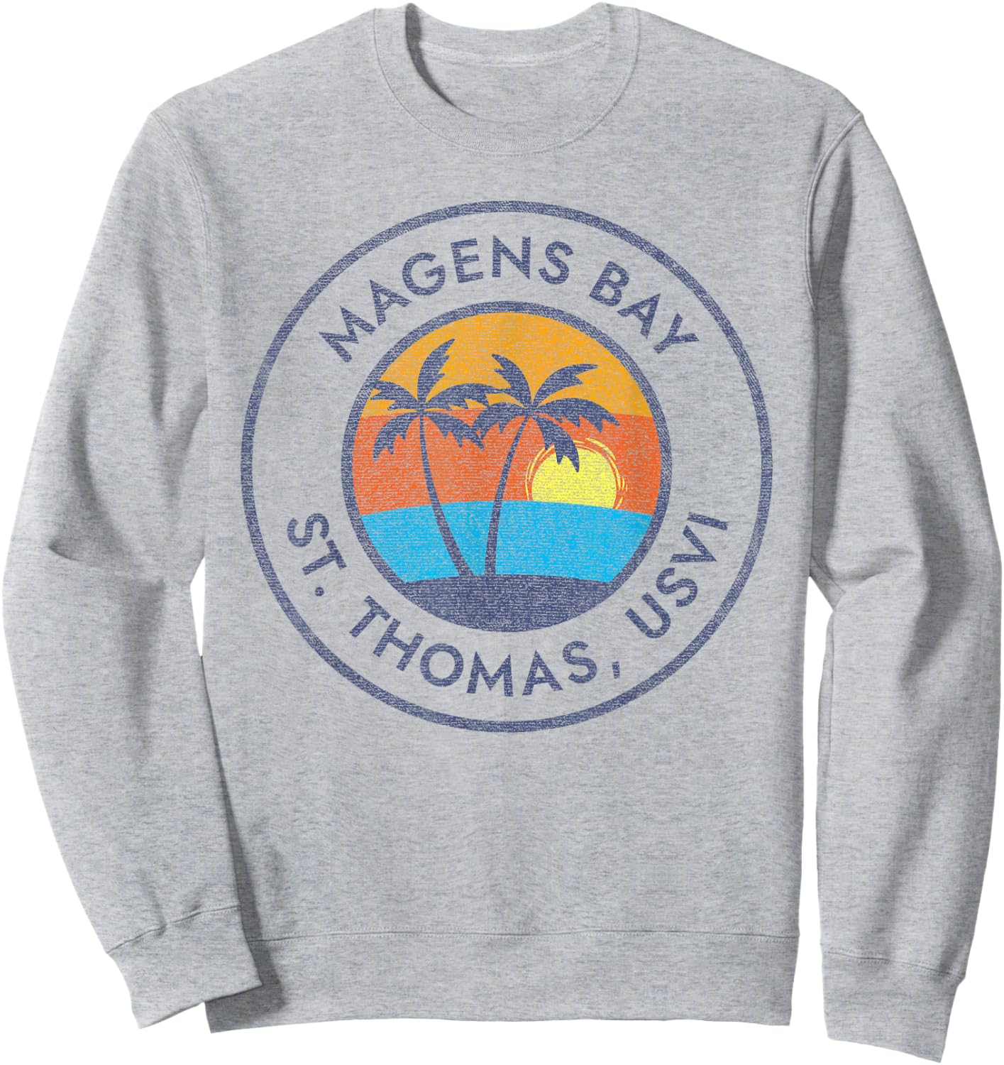 Magens Bay, St. Thomas USVI Vintage Sunset Faded Distressed Sweatshirt - Sweatshirt | Ash