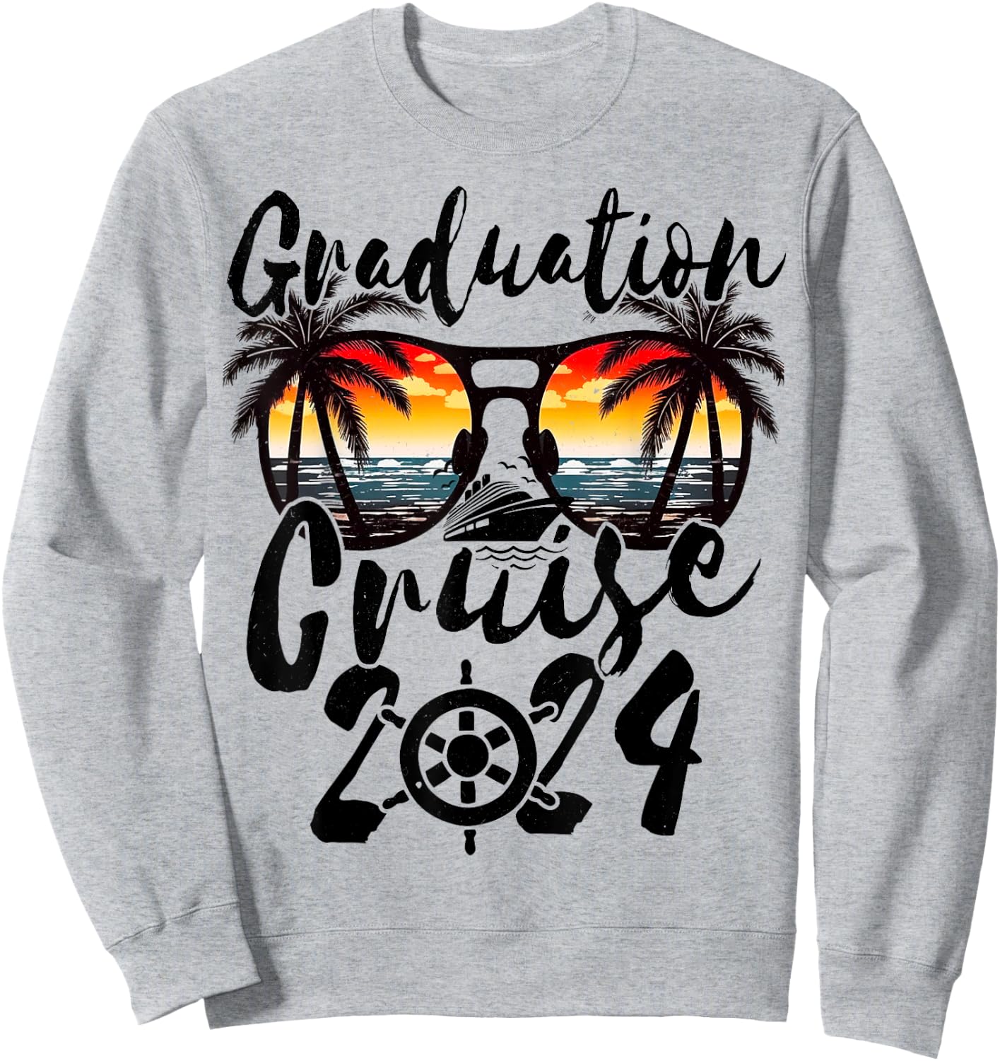 Senior Graduation Trip Cruise 2024 Retro Ship Party Cruise Sweatshirt - Sweatshirt | Ash