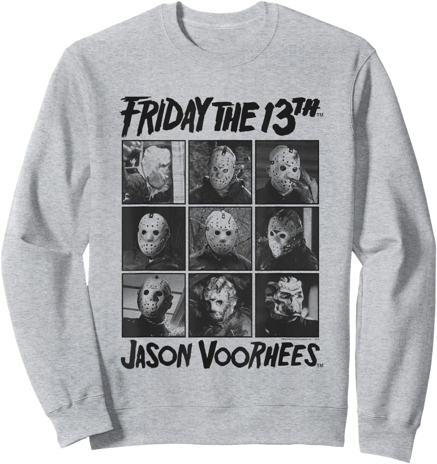 Friday The 13th Jason Black and White Grid Horror Movie Sweatshirt - Sweatshirt | Ash