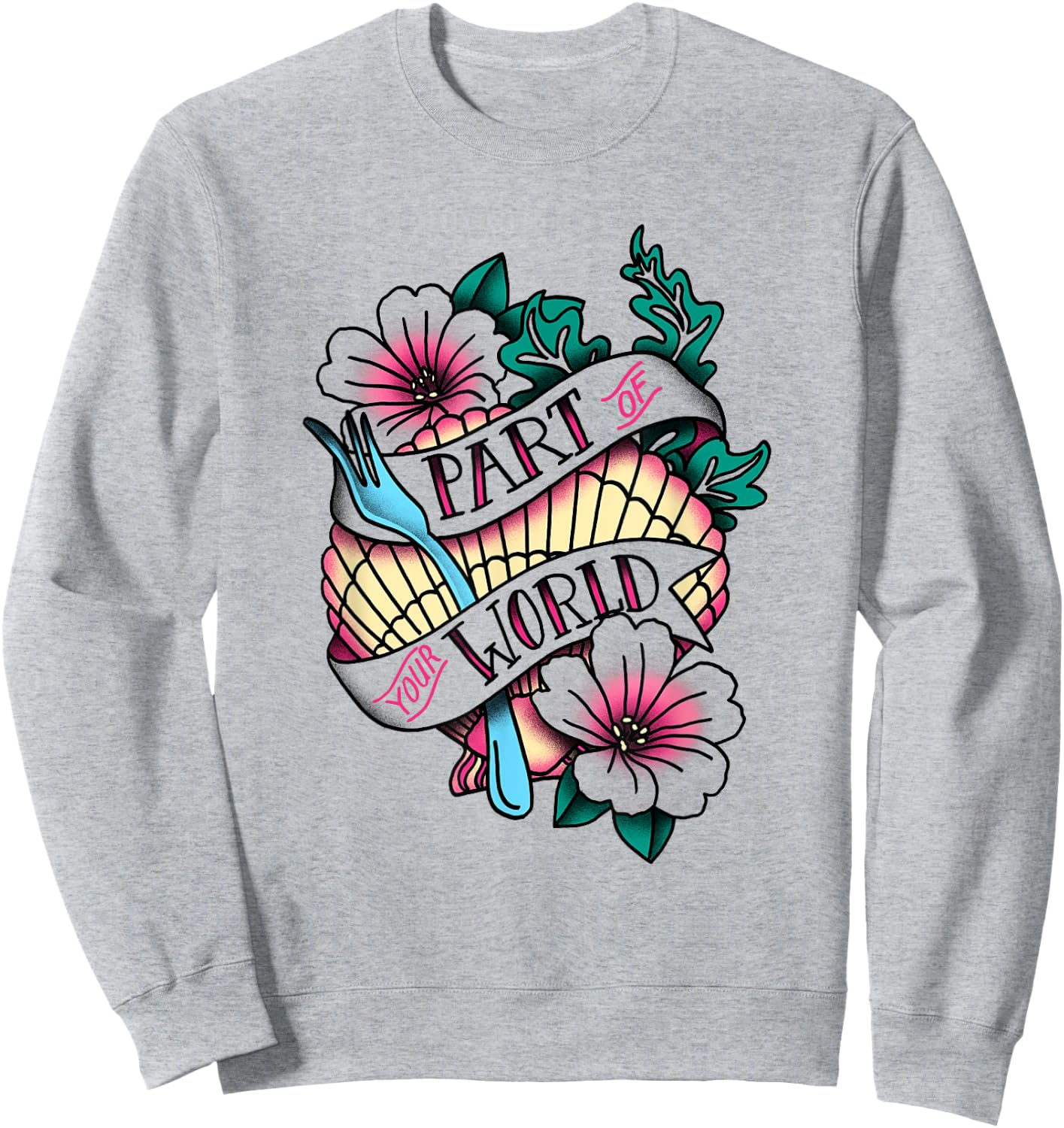 Disney The Little Mermaid Part Of Your World Tattoo Style Sweatshirt - Sweatshirt | Ash