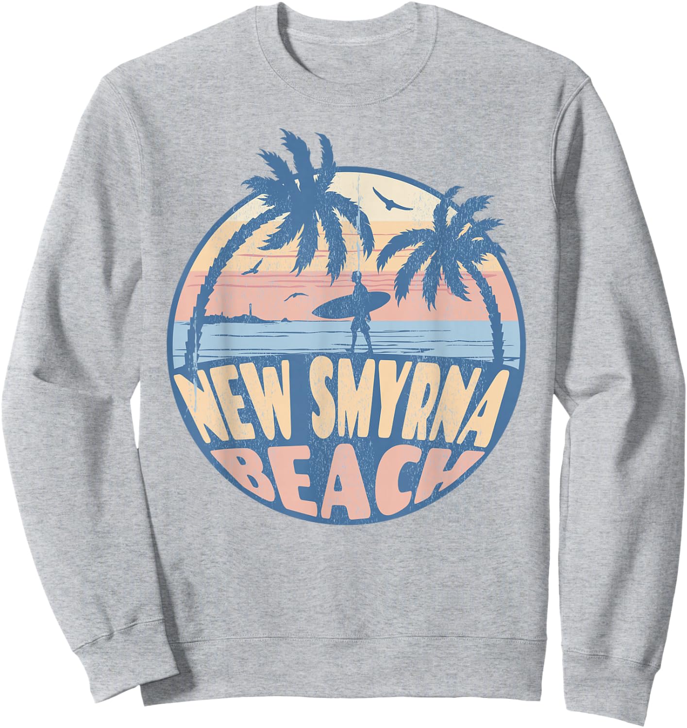 New Smyrna Florida Beach Surf Summer Vacation Vintage Sweatshirt - Sweatshirt | Ash