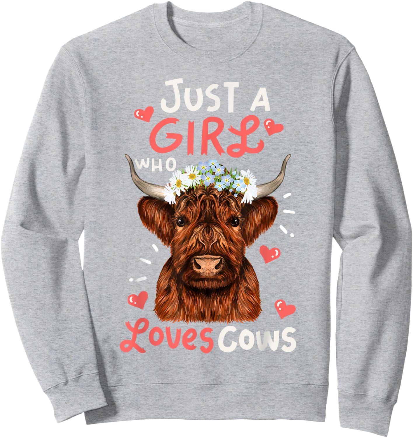 Scottish Highland Cow-Shirt Just Girl Loves Cow Kids Toddler Sweatshirt - Sweatshirt | Ash
