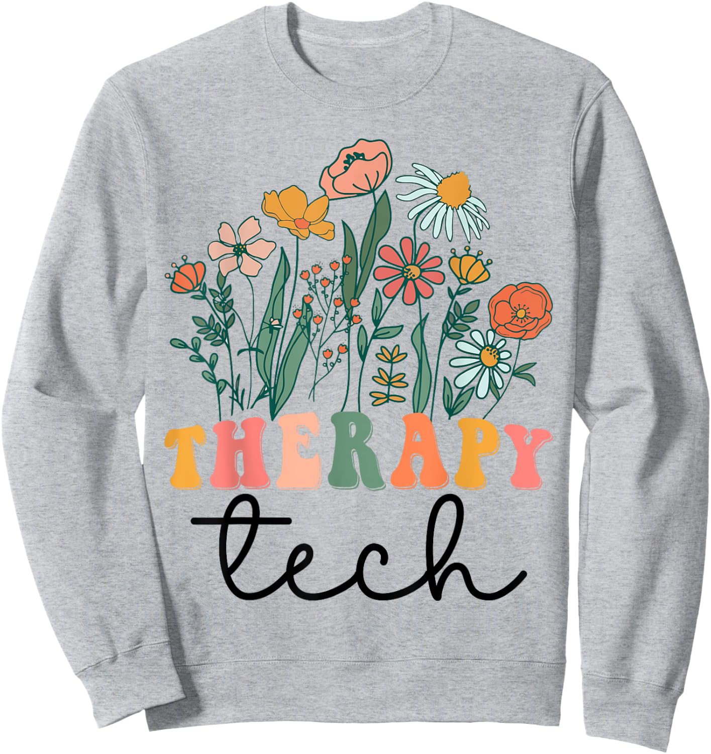 Groovy Wildflower Therapy Tech Sweatshirt - Sweatshirt | Ash