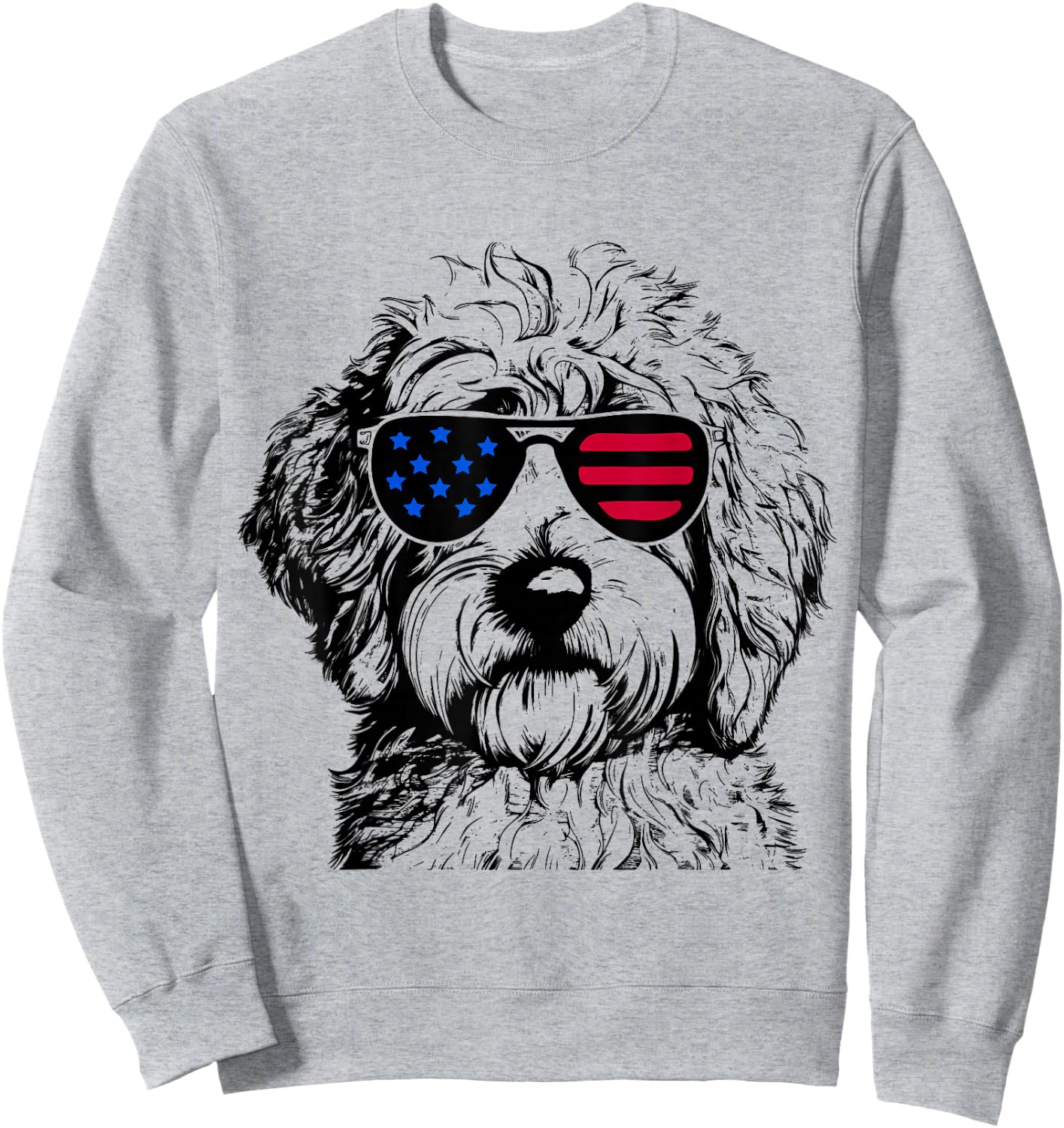 Labradoodle Dog 4th July America USA Flag Sweatshirt - Sweatshirt | Ash