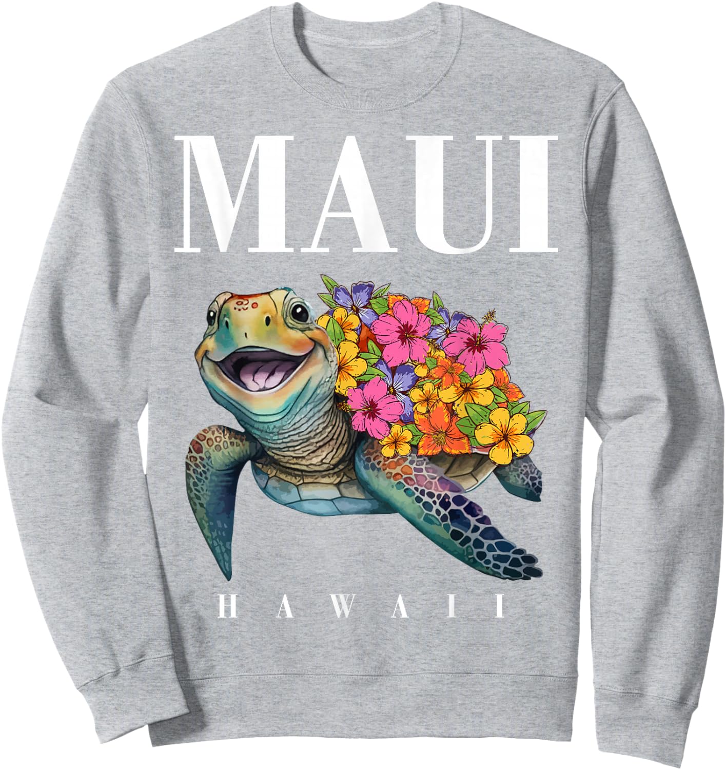 Hawaiian-Shirt Maui Kids Girl Women Turtle Hibiscus Hawaii Sweatshirt - Sweatshirt | Ash