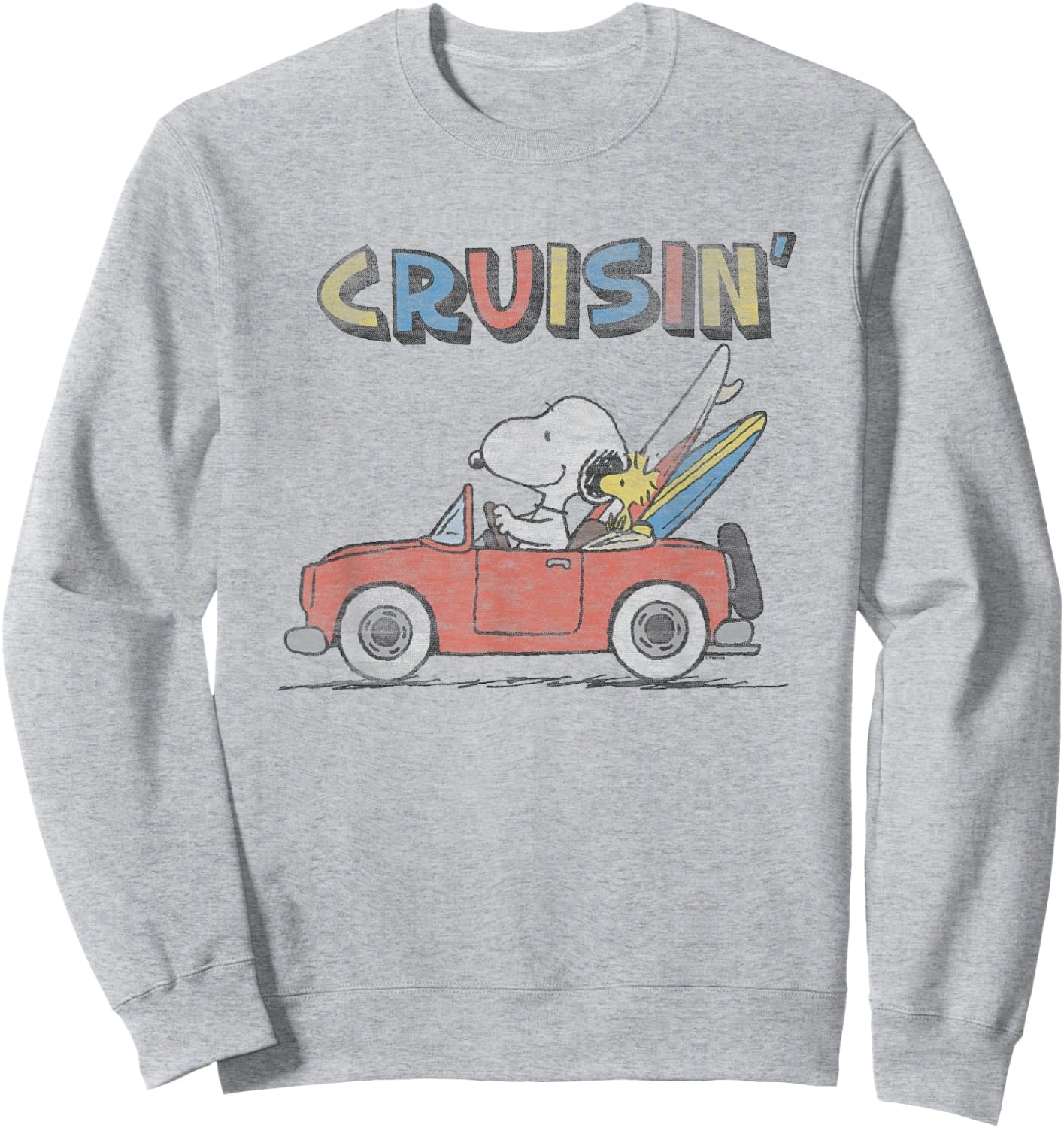 Peanuts Snoopy and Woodstock Cruisin' Sweatshirt - Sweatshirt | Ash
