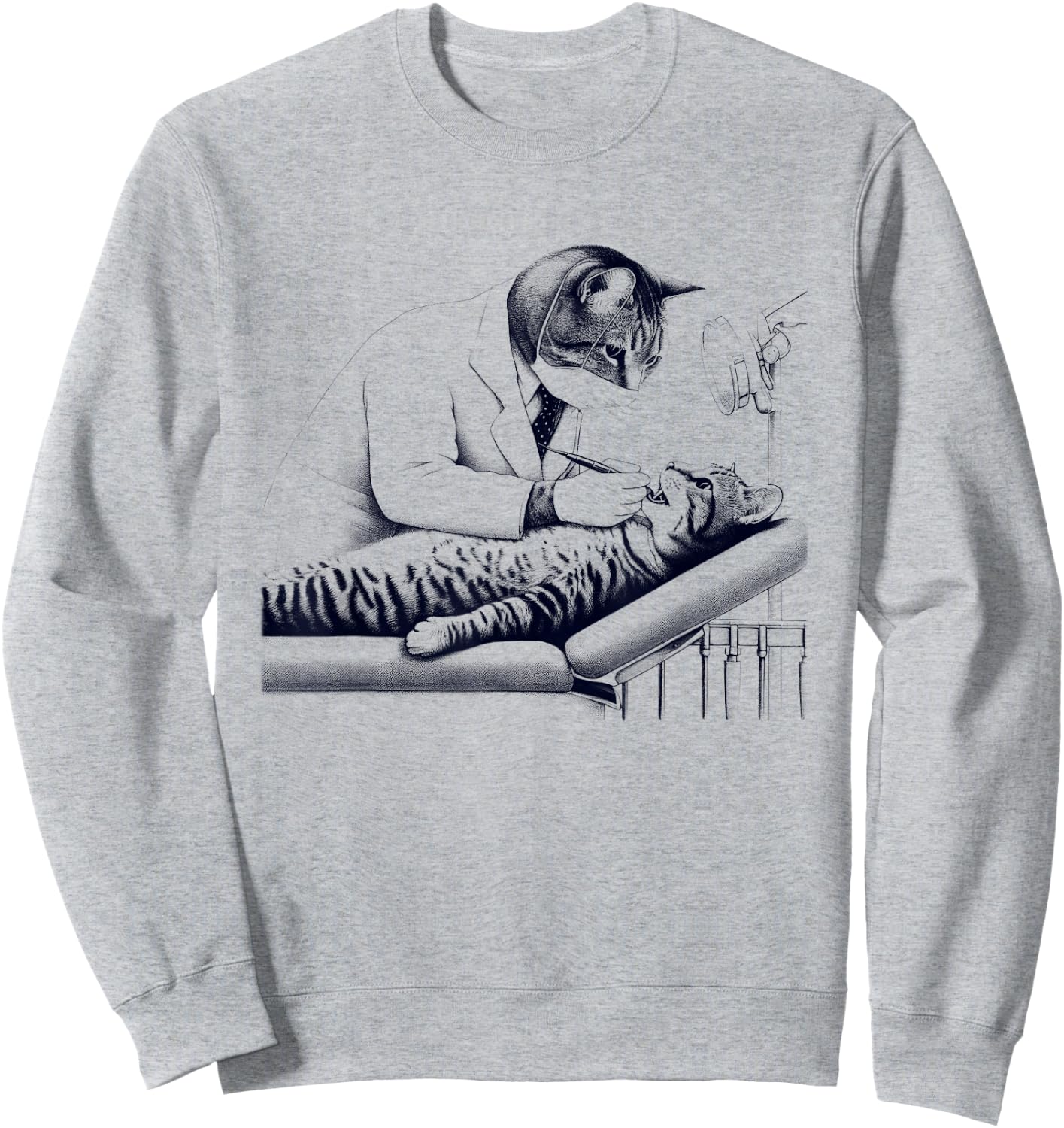 Vintage Retro Dentist Cat Kitten Lover Dental Sweatshirt - Sweatshirt | Ash