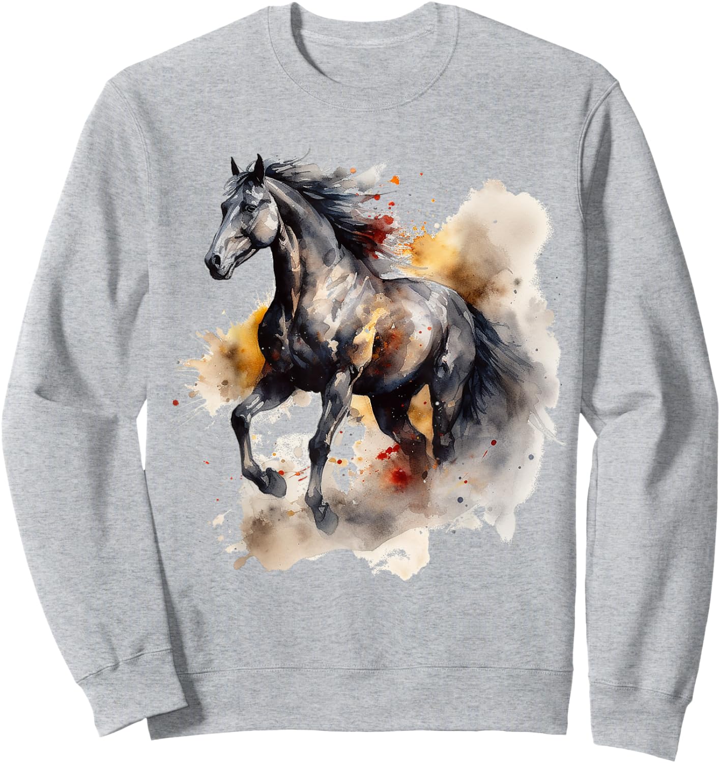 Horse Lover Artwork | Animal Motif Horse Sweatshirt - Sweatshirt | Ash