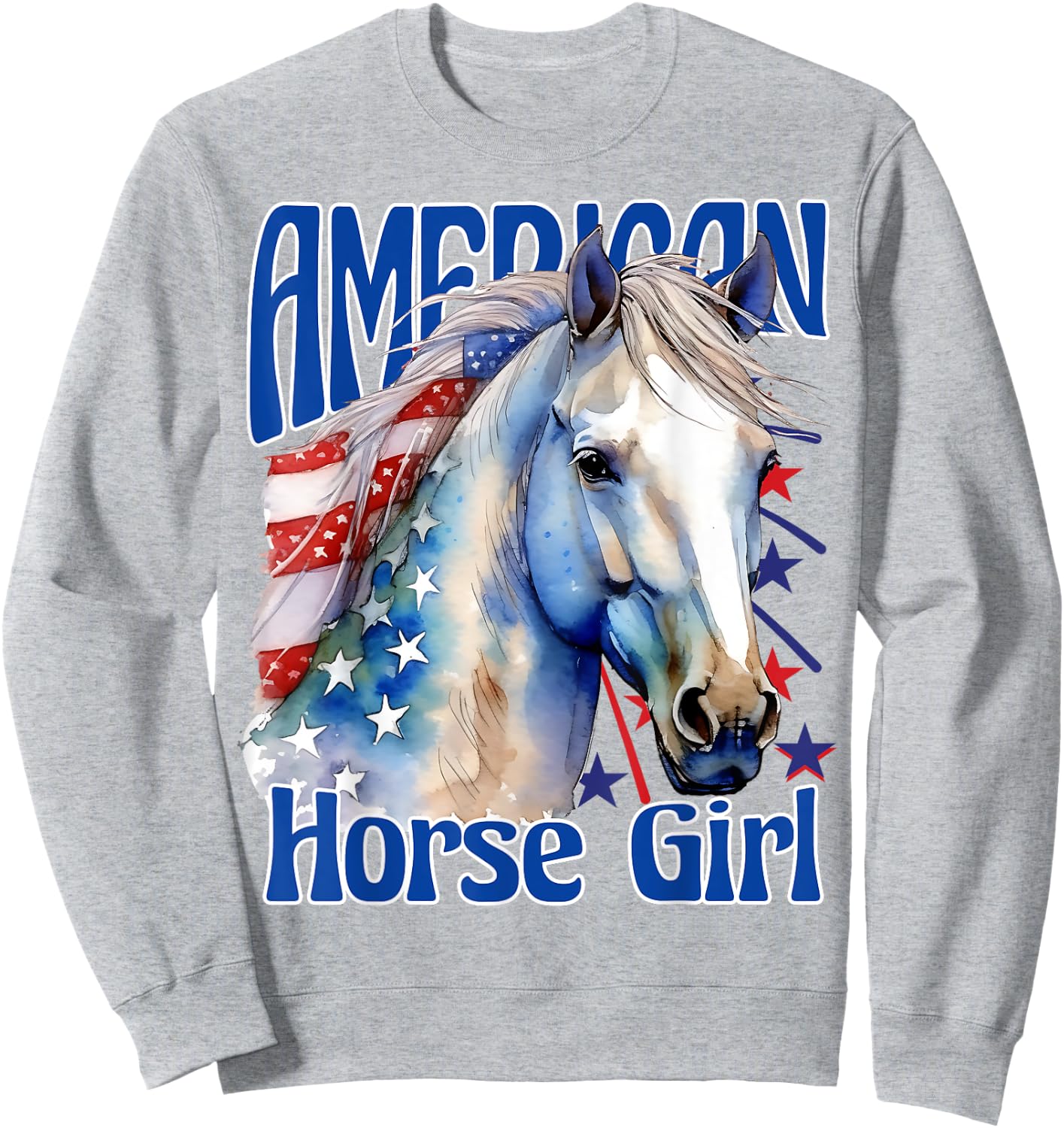 American Horse Girl Proud Patriotic Horse Girl Sweatshirt - Sweatshirt | Ash