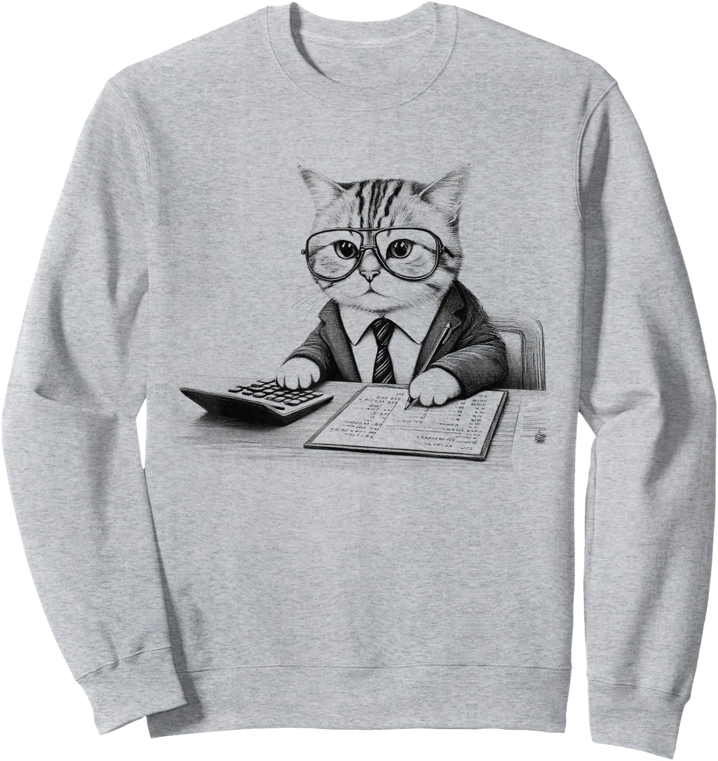 Vintage Retro Accountant Cat Kitten Lover Sweatshirt - Sweatshirt | Ash