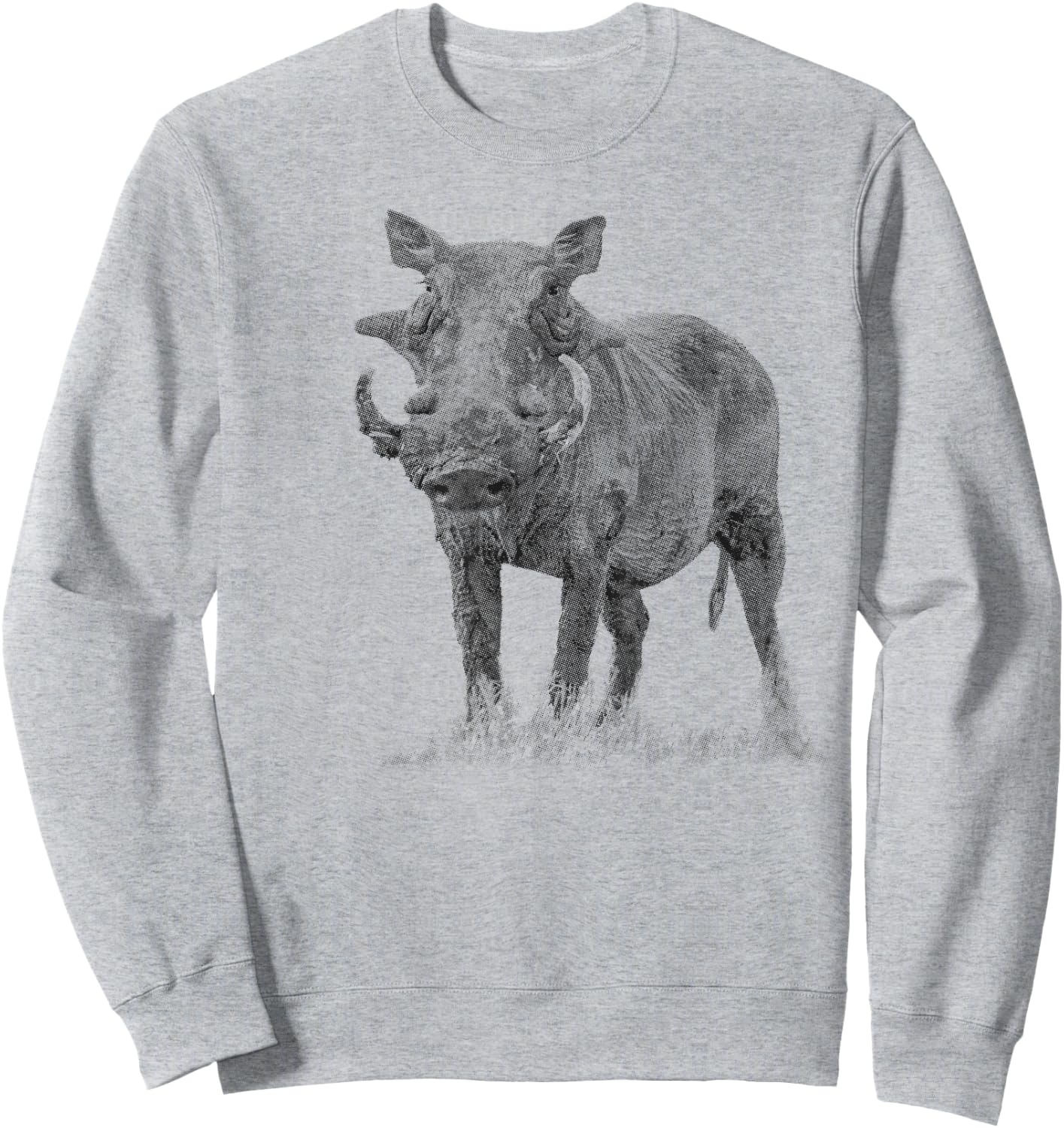 SM's Wild for Africa Apparel Warthog Boar Full Figure Artwork -Adults Grey Small Animal Print Sweatshirt - Sweatshirt | Ash