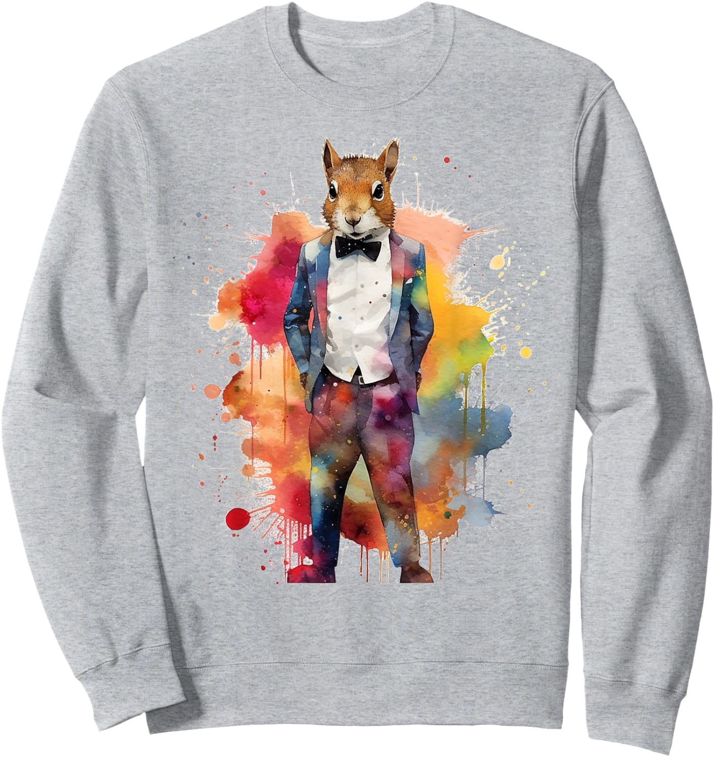 Squirrel Colourful Artwork - Animal Art Squirrel Sweatshirt - Sweatshirt | Ash