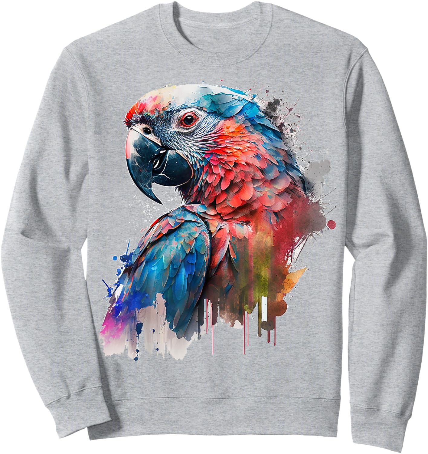 Parrot Bird Colourful Art Animal Bird Motif Parrot Sweatshirt - Sweatshirt | Ash