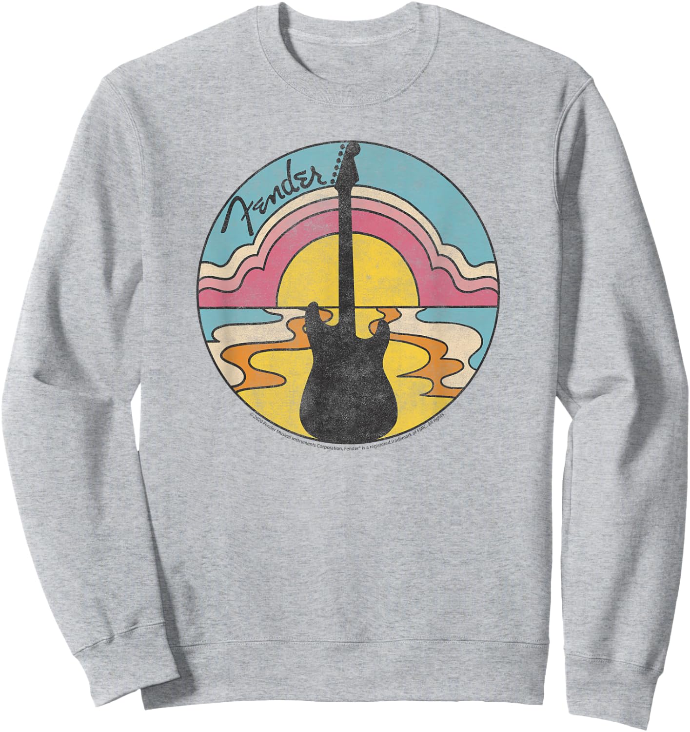 Fender Beach Guitar Sunset Outline Sweatshirt - Sweatshirt | Ash