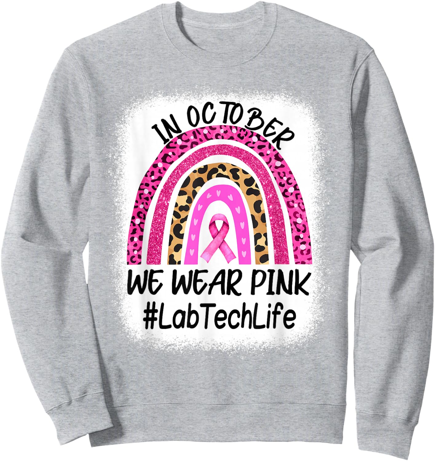 Lab Tech Rainbow Women Breast Cancer Awareness Sweatshirt - Sweatshirt | Ash