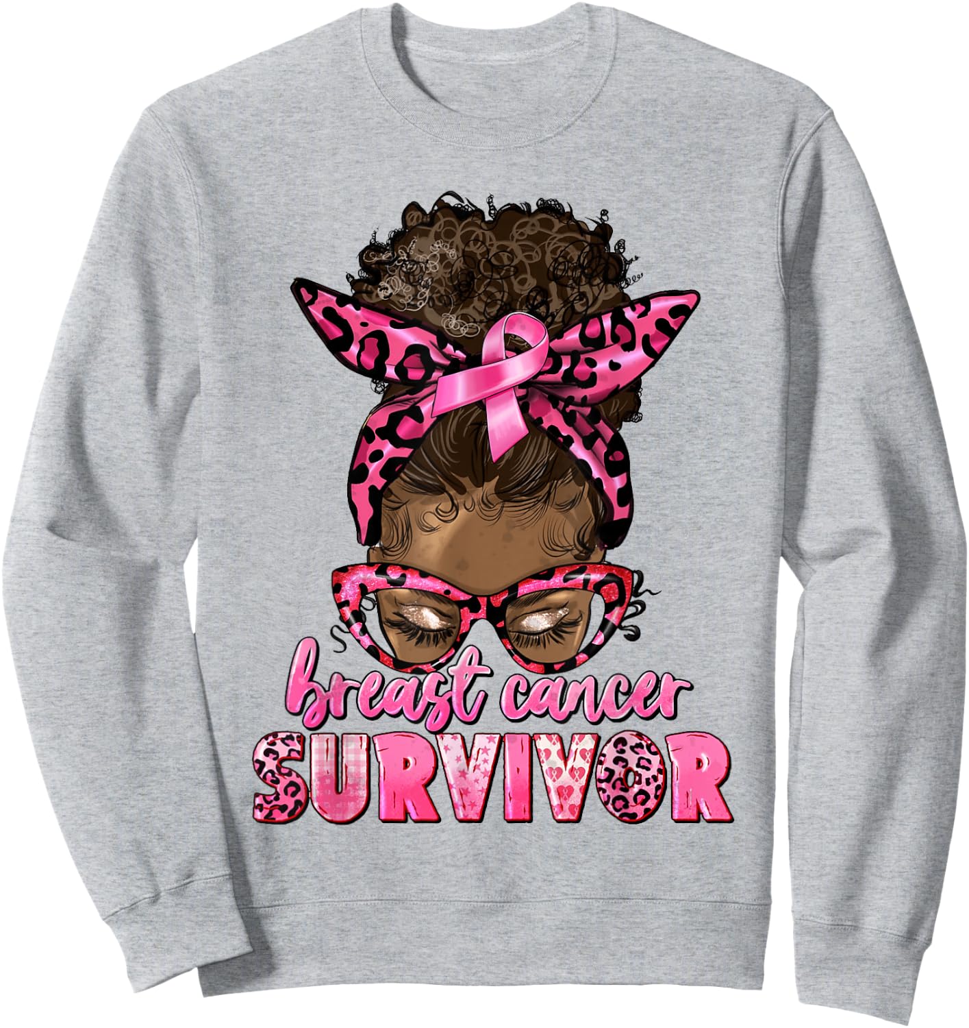 Breast Cancer Awareness Survivor Black Women Melanin Warrior Sweatshirt - Sweatshirt | Ash