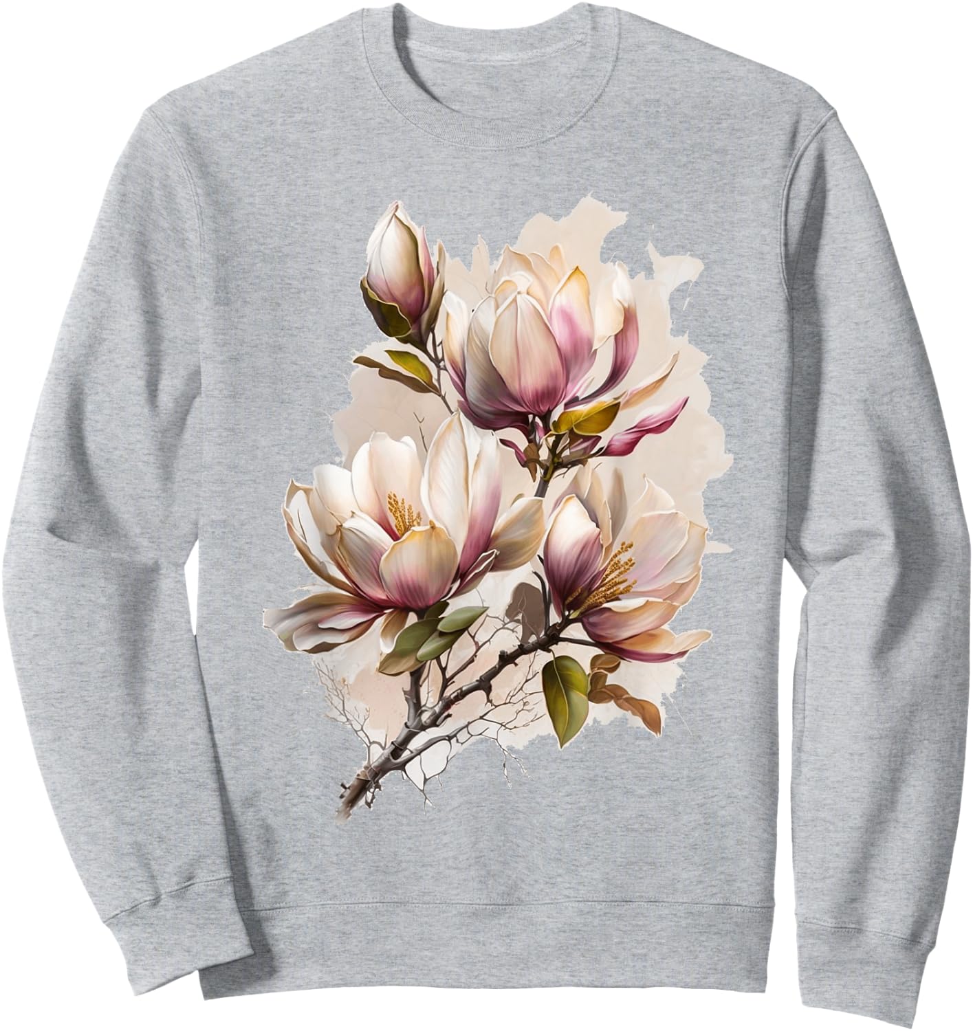 Magnolia Blossom Flower Blooming Floral Spring Summer Women Sweatshirt - Sweatshirt | Ash