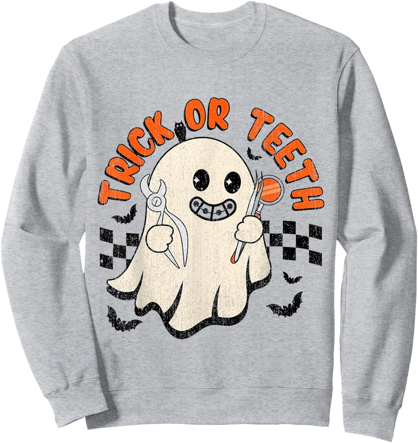 Orthodontist Halloween Trick Or Treat Dentist, Dental Assis Sweatshirt - Sweatshirt | Ash