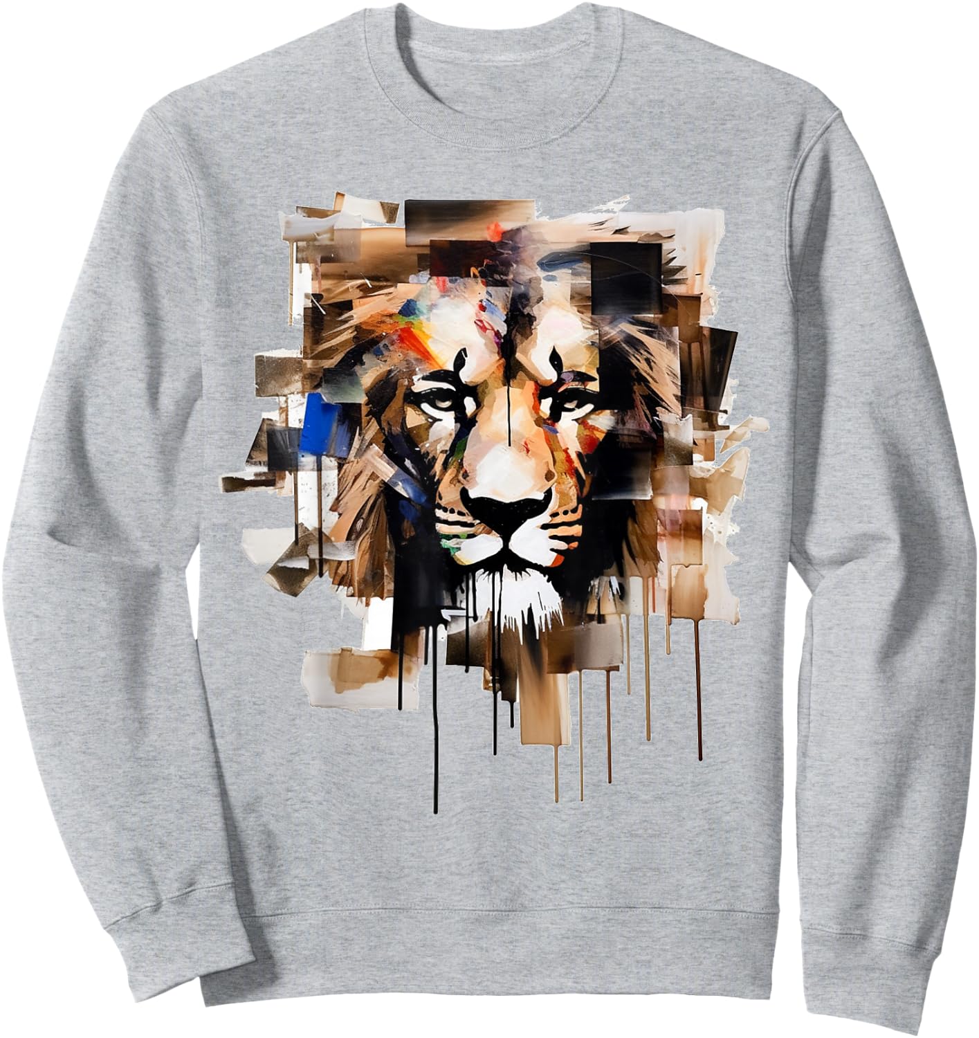 Lion Artwork - Animal Motif Art Lion Sweatshirt - Sweatshirt | Ash