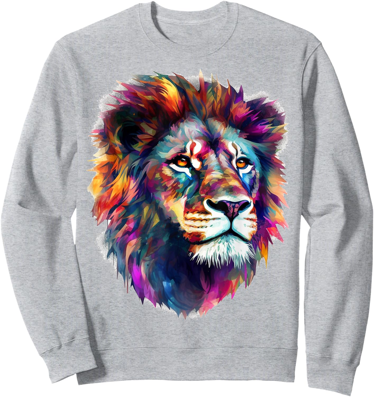 Lion Art - Colourful Animal Lion Sweatshirt - Sweatshirt | Ash