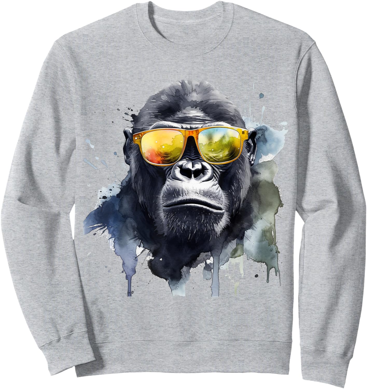 Gorilla Sunglasses Artwork - Animal Art Monkey Zoo Gorilla Sweatshirt - Sweatshirt | Ash