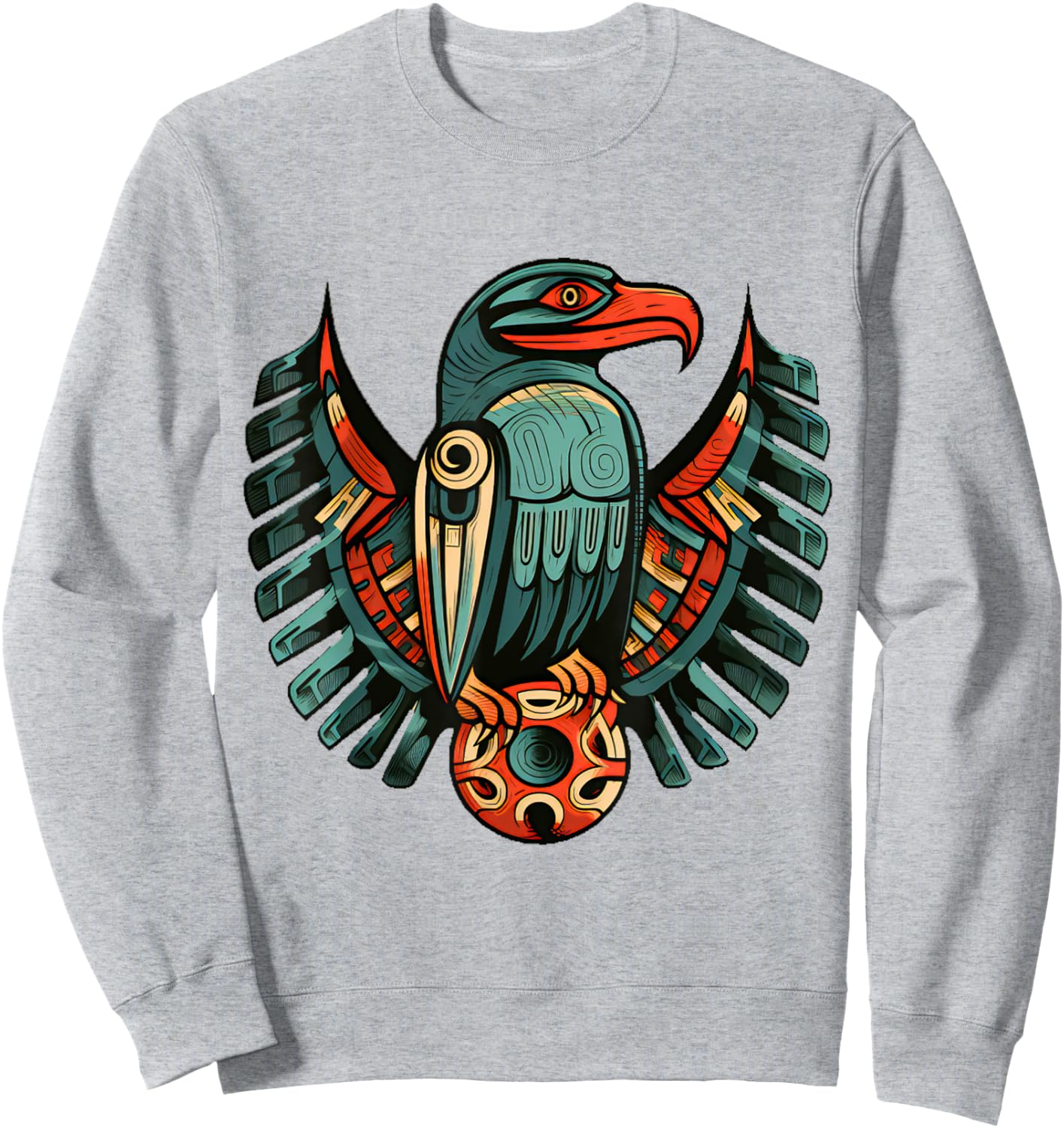 Pacific Northwest Native Art Raven Bird PNW Sweatshirt - Sweatshirt | Ash