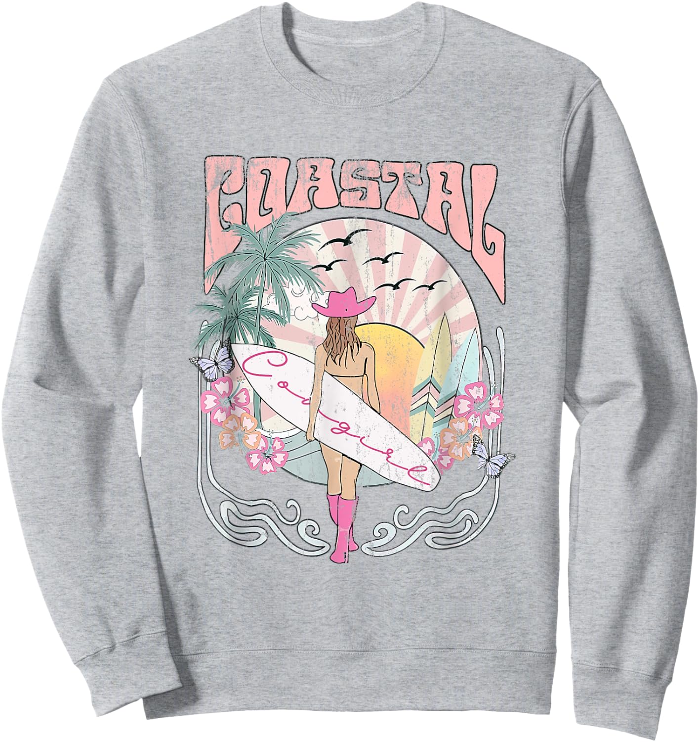 Coastal Cowgirl Aesthetic Cowgirl Surf Beach Cowgirls Outfit Sweatshirt - Sweatshirt | Ash