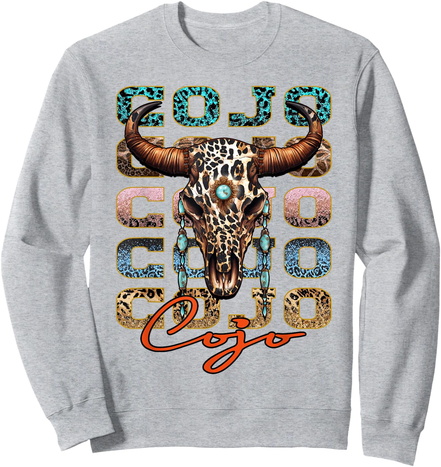 Vintage Rodeo Cojo Western Deserts Bull-Skull Cowhide Cojo Sweatshirt - Sweatshirt | Ash