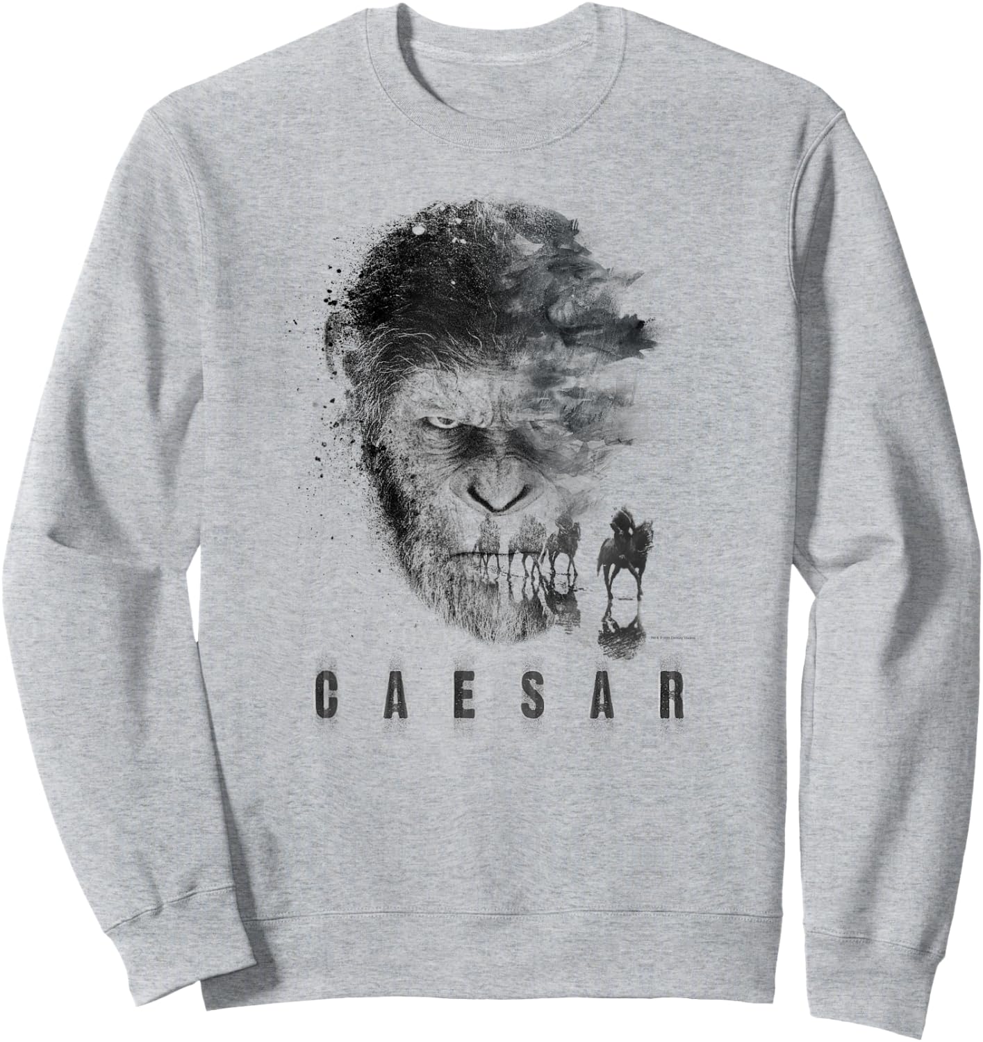 War for The Planet of The Apes Monochrome Caesar & Riders Sweatshirt - Sweatshirt | Ash