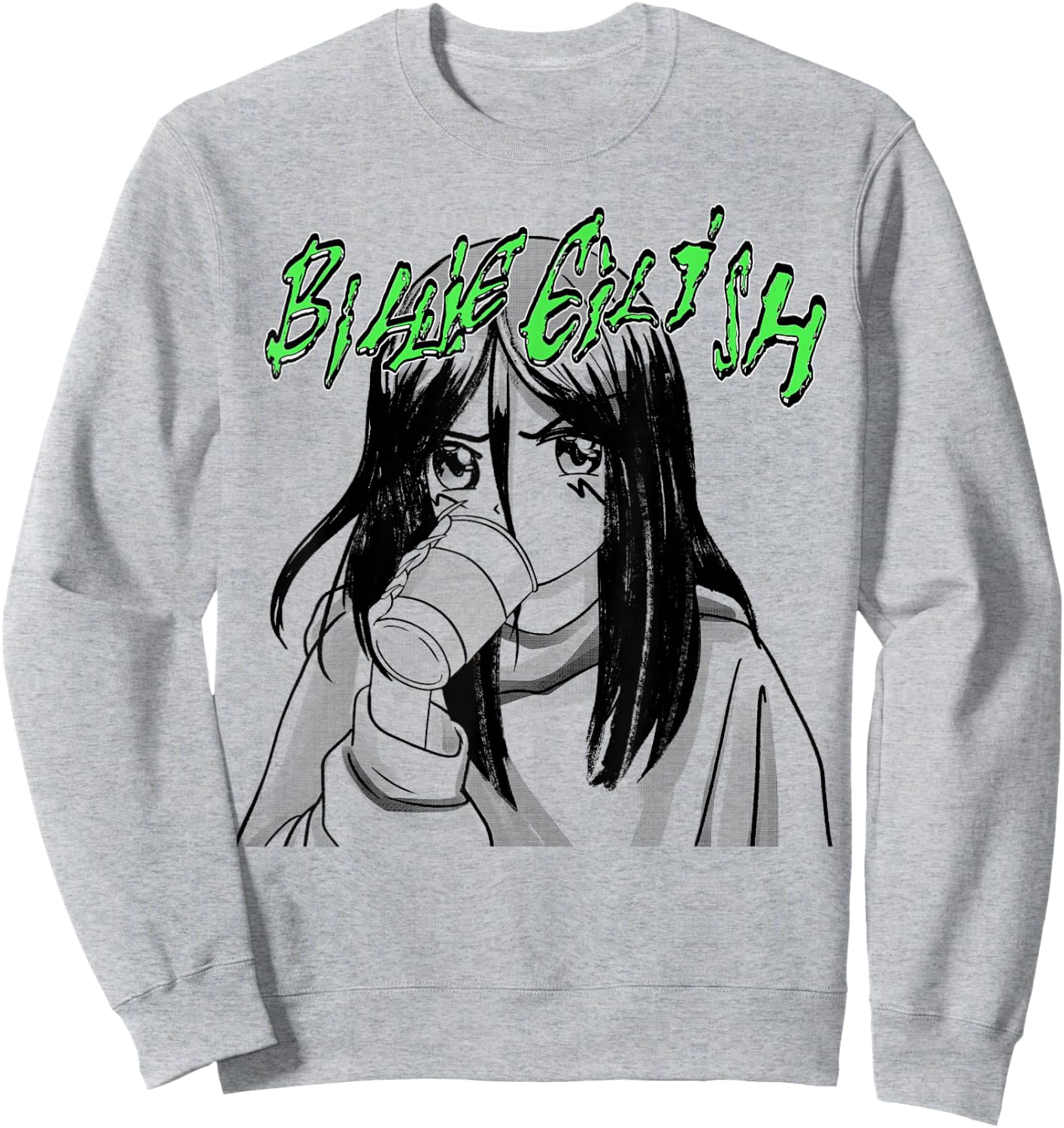 Official Billie Eilish Coffee Animated Small Sweatshirt - Sweatshirt | Ash