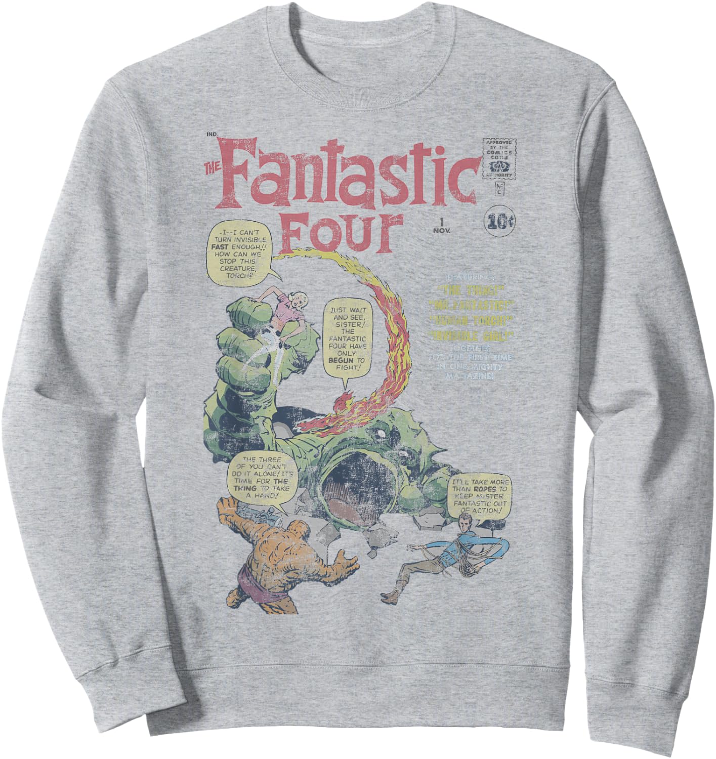Marvel Fantastic Four First Appearance Vintage Comic Cover Sweatshirt - Sweatshirt | Ash
