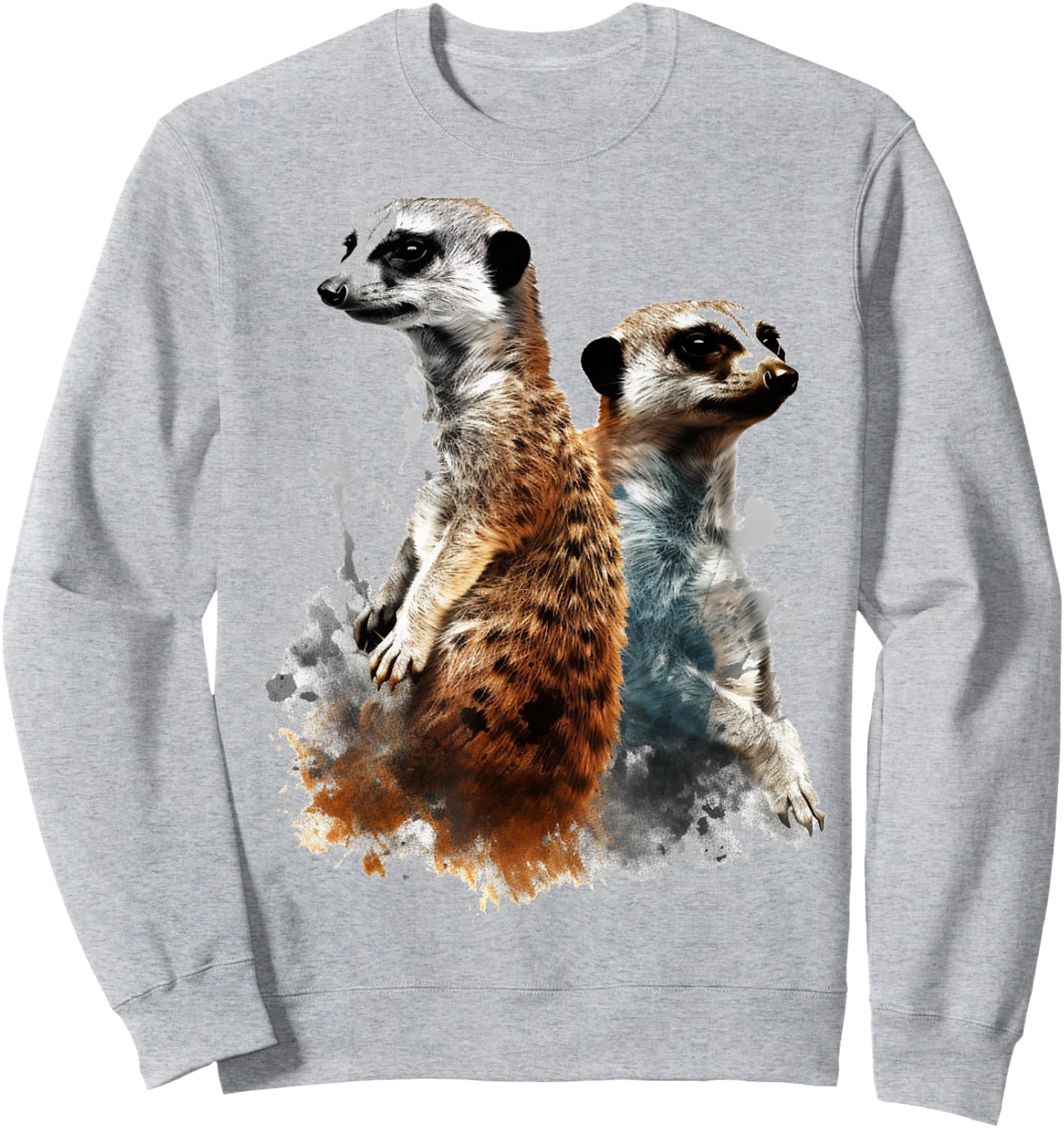 Meerkat Lover Artwork | Animal Motif Meerkat Sweatshirt - Sweatshirt | Ash