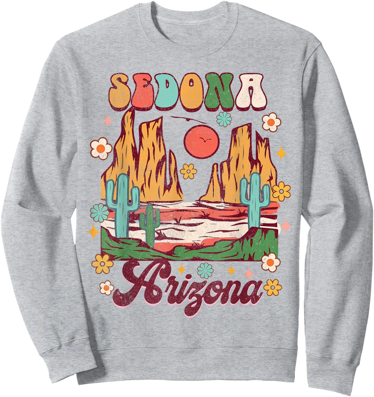 Sedona Arizona Exploring Nature Lover Bachelorette Groovy Sweatshirt - Sweatshirt | Ash